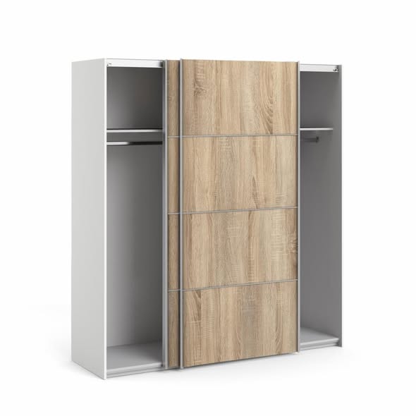 Schuifdeuren kast met eiken paneel